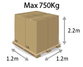 Full Pallet Size (lite) - 750 Kg (1.2m x1.2m x 2.2m) at Pallet2Ship®