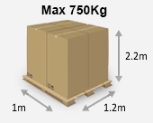 Full Pallet Size (lite) – 750 Kg (1.2m x1.2m x 2.2m) at Pallet2Ship